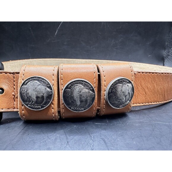 Cipriani Belt Womens Medium Brown Buffalo Nickels Brown Leather Country Unique main image 4